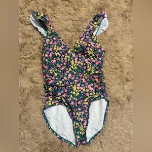 Kona Sol Floral One Piece Swimsuit - Pink and Yellow